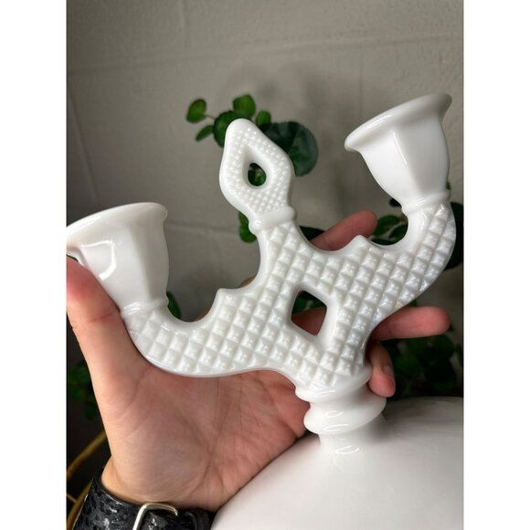 Vintage Westmoreland Glass PAIR Candelabra Candle Holders English Hobnail White - Picture 8 of 8